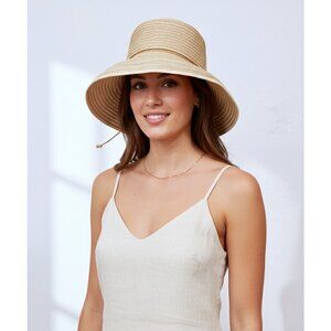 The Scala Collection Bucket Straw Hat Beige Women One Size